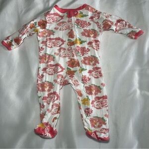 Burts Bees Baby Girl 0-3M Floral Full Zip adopted Onesie Pajamas
